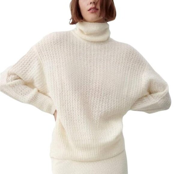 Zara Sweaters - Zara Pointelle Knit Oversized Sweater Limited Edition Ecru Size Small